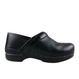 Dansko Women's Size 37 (6.5-7) Professional Black Leather Slip On Shoes Clogs
